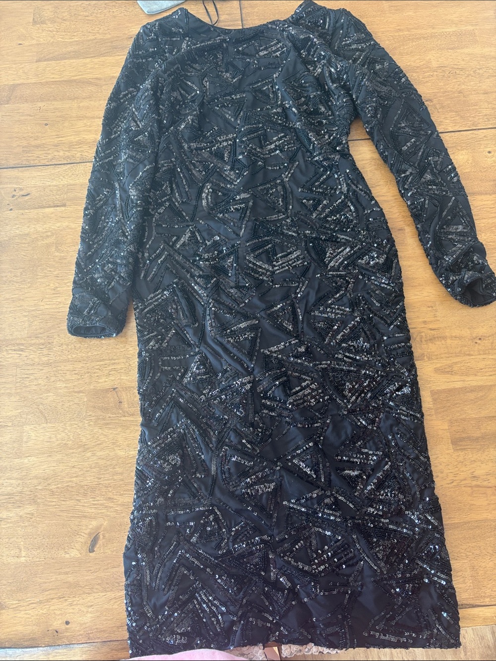 Dress the Population Black Long Sleeve Sequin Sheath Dress